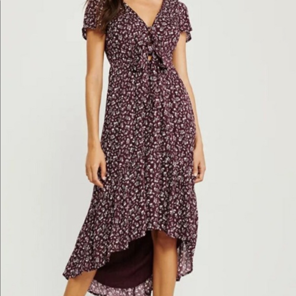 NWOT abercrombie & fitch burgundy floral midi dress